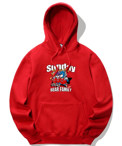 트립션(TRIPSHION) SUNDAY RUNNING BEARS GRAPHIC 후드티 - 레드