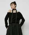 루시르주(LUCIR ZU) Wool One shoulder+muffler Knit (black)