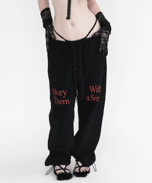 MUSINSA  BADBLOOD Small logo knit sweatpants - black