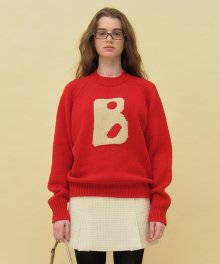 B logo cashmere knit - red