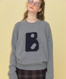 B logo cashmere knit - grey