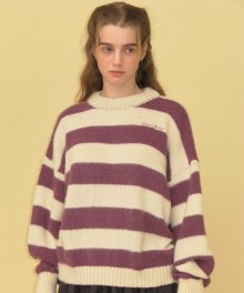 Hairy alpaca stripe knit - purple