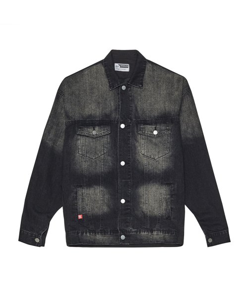 MUSINSA DOUBLE JD Half and half woven denim jacket black