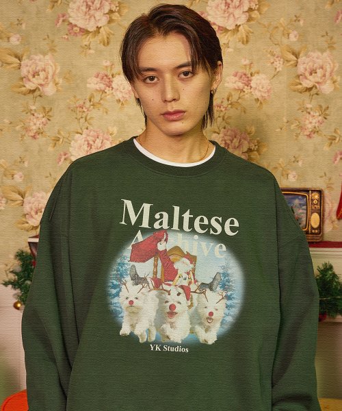 MUSINSA | WAI KEI Christmas Maltese Archive Sweatshirt Green