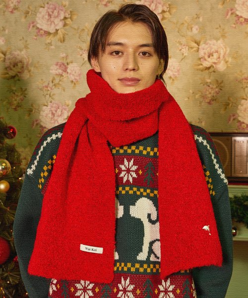 와이케이() 돌핀 부클 니트 머플러 레드 상품 이미지