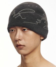 ABSTRACT BEANIE (UNISEX) CHARCOAL