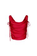 DEW COWL SATIN TOP red