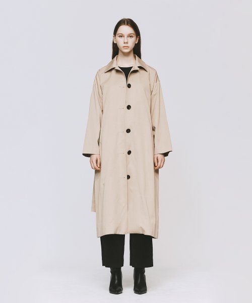 Длинное однобортное пальто NIGHT SINGLE LONG COAT BEIGE