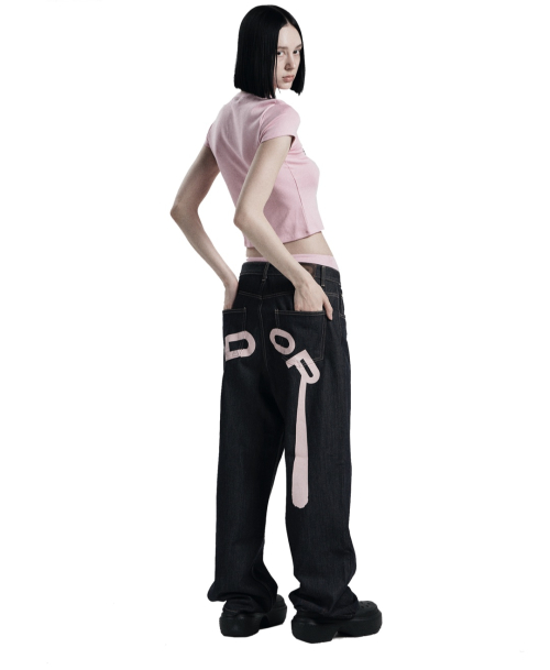 오도어() Logo drop denim in pink 상품 이미지