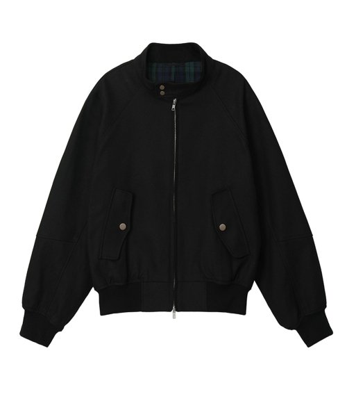 Dobby Twill 3D Sleeve Harrington Jacket_Black