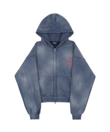 The Restrained Hunger Heavy Terry Zip Up Hoodie - Washed Navy