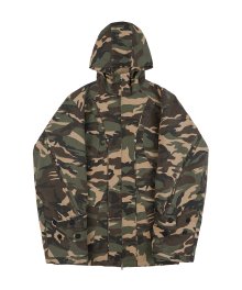 Washed Cotton 2way Zip Curved Jumper - Woodland Camo
