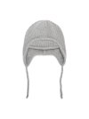 LABEL POINT CABLE EARFLAP BEANIE IN GREY