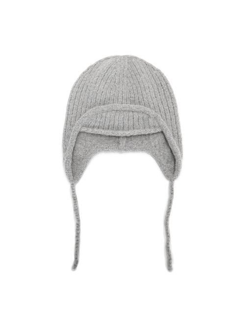 MUSINSA | MATIN KIM LABEL POINT CABLE EARFLAP BEANIE IN GRAY