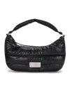 FAUX LEATHER HALF MOON PADDING BAG IN BLACK