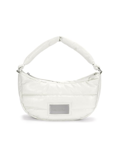 MUSINSA | MATIN KIM FAUX LEATHER HALF MOON MIDDLE PADDING BAG IN IVORY
