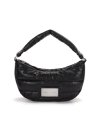 FAUX LEATHER HALF MOON MIDDLE PADDING BAG IN BLACK
