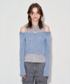 ROMILY CUT-OUT HOODIE_SKY BLUE/GRAY