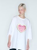 에스엠에이슈즈(SMASHOES) Heart-Logo T-Shirt_White (Over-Fit) Unisex