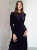 뮤즈바이로즈(MUSE BY ROSE) ALISA 벨벳 셔링 드레스 (바이올렛)