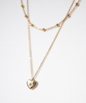 메리모티브(MERRYMOTIVE) Heart point 2 chain layered surgical gold necklace