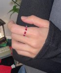 메리모티브(MERRYMOTIVE) Red bead and crystal ring