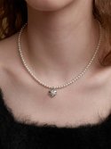 리엔느와르(leeENoir) Volume Heart Pearl Necklace (4mm)(2color)