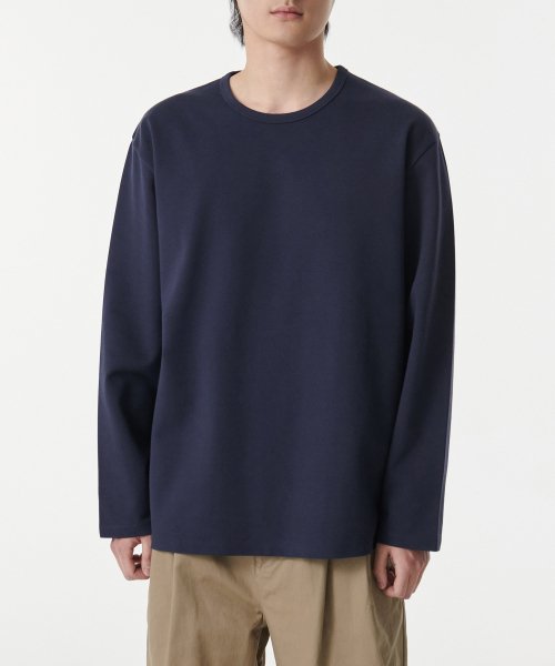 Тяжёлый лонгслив с круглым вырезом из ткани ponte [Navy]