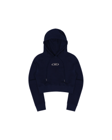 BIG CHROME B LOGO CROP HOODIE [NAVY]