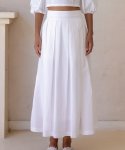 로에(LEAUET) Isla White Pleated Maxi Skirt