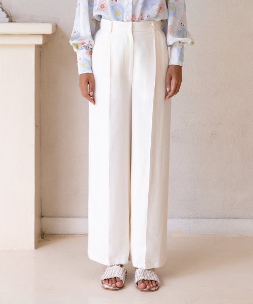 Skye Cream широкие-leg Bamboo брюки