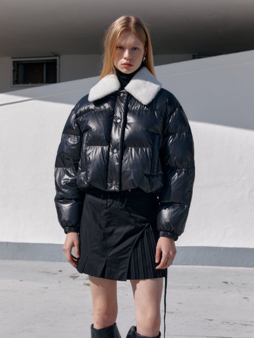 PARC Down Lambs Wool Collar Puffer Jacket_Black