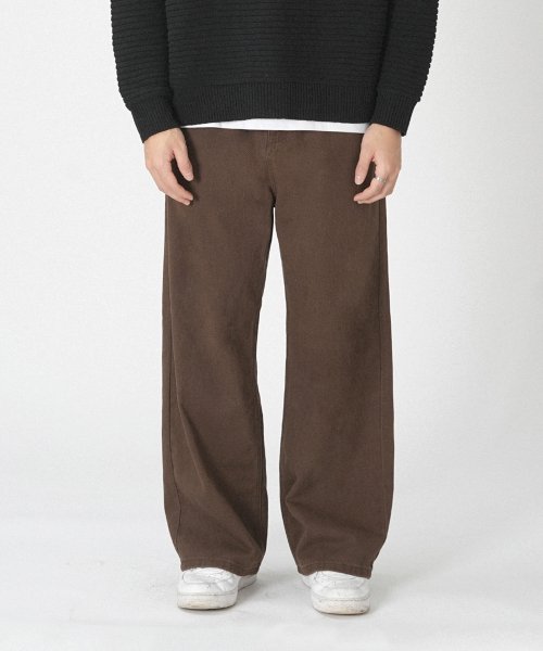 Базовые широкие хлопковые брюки Brown