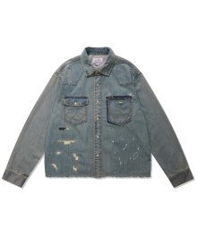 NMR X WRG DAMAGED DENIM SHIRTS INDIGO LIGHT