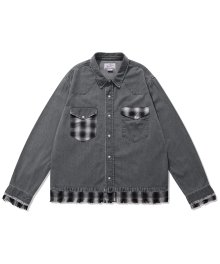 NMR X WRG OMBRE CHECK MIX WESTERN SHIRTS GRAY