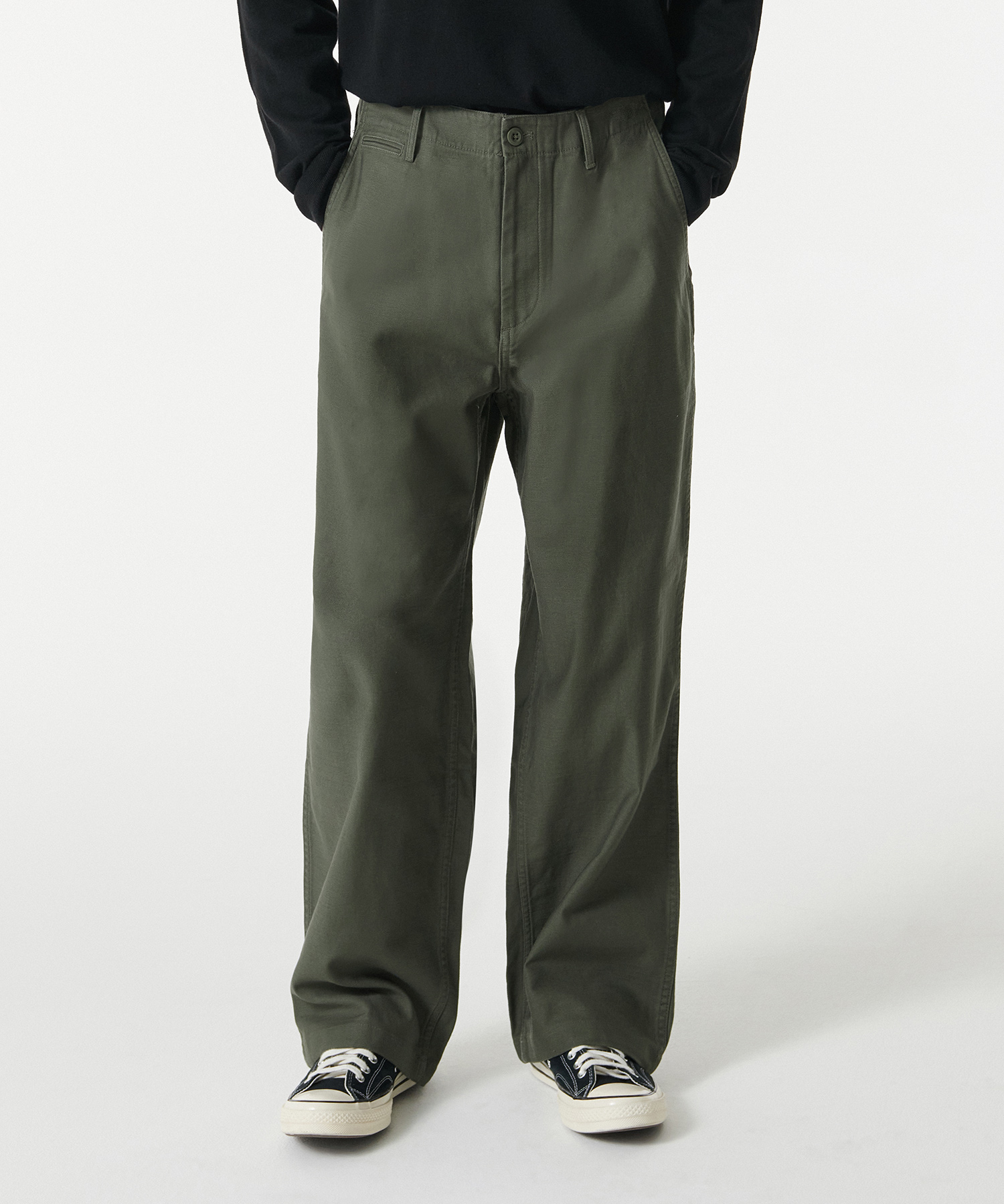 BACK SATIN широкие OFFICER брюки [KHAKI]