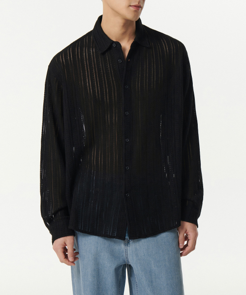 RELAXED CROCHET рубашка [BLACK]