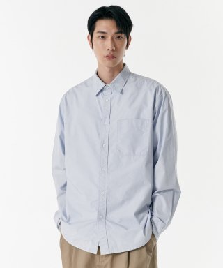 MUSINSA STANDARD リラックスド ウォッシュド ポプリン シャツ [スカイブルー] - 無印スタンダード 画像 1