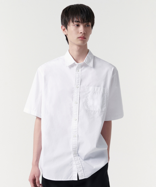 RELAXED WASHED POPLIN HALF SLEEVE рубашка [WHITE]