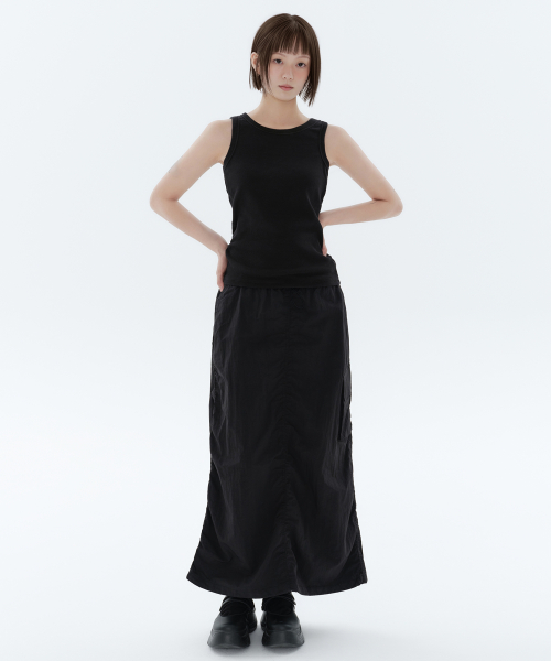 Womens Nylon Parachute Skirt [Black]