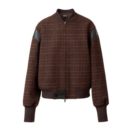 FAUX ELATHER TRIMMED WOOL VARSITY JACKET_BURGUNDY