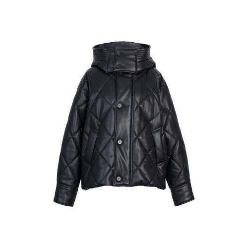 FAUX LEATHER SHELL-QUILTED JACKET_BLACK