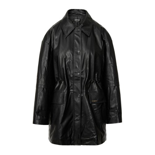 STRING LEATHER HALF COAT_BLACK