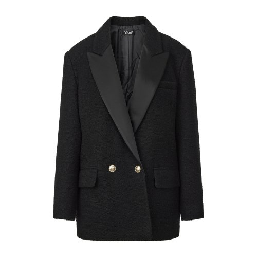 LAPEL TRIM TWEED JACKET_BLACK