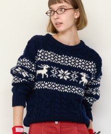NORDIC CABLE KNIT NAVY