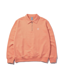 헤비웨이트 레귤러 핏 빈티지 로고 하프 집업 스웨트 셔츠 오렌지