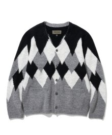 argyle mohair cardigan black