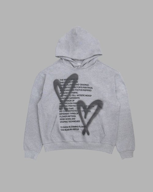 더뮤지엄비지터(THEMUSEUMVISITOR) HEART SPRAY PRINTED HOODY