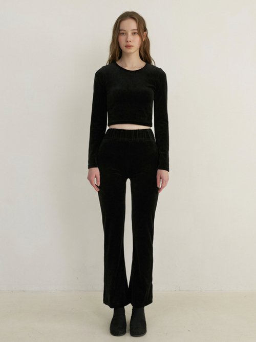 velvet топ & track брюки set up - black