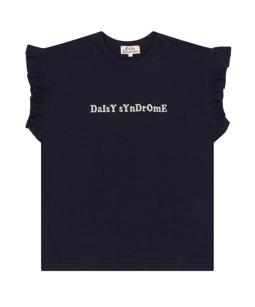 DAISY FRILL SLEEVELESS T-SHIRTS navy